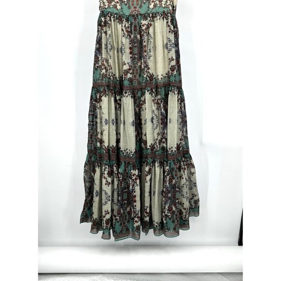 ANTHROPOLOGIE BHANUNI BY JYOTI maxi dress floral beaded sleeveless ruffle 4 - Picture 4 of 11